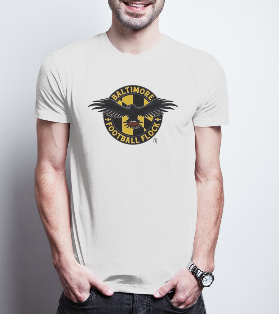 Baltimore Football Flock Raven Maryland Flag Crest T-Shirt