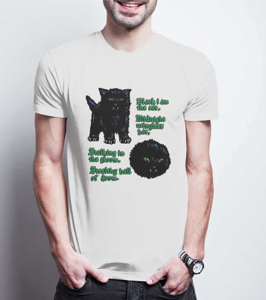 Black I Am The Cat Midnight Wingless Bat Stalking In The Gloom Stealthy Ball Of Doom T-Shirt