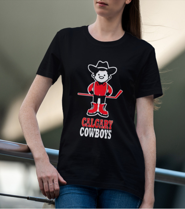 Calgary Cowboys Hockey Player In Cowboy Hat And Boots T-Shirt