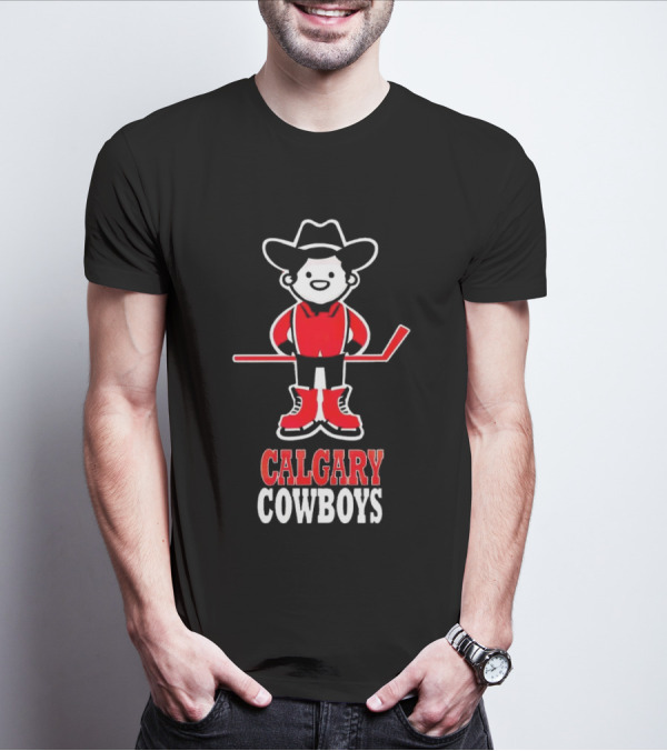 Calgary Cowboys Hockey Player In Cowboy Hat And Boots T-Shirt