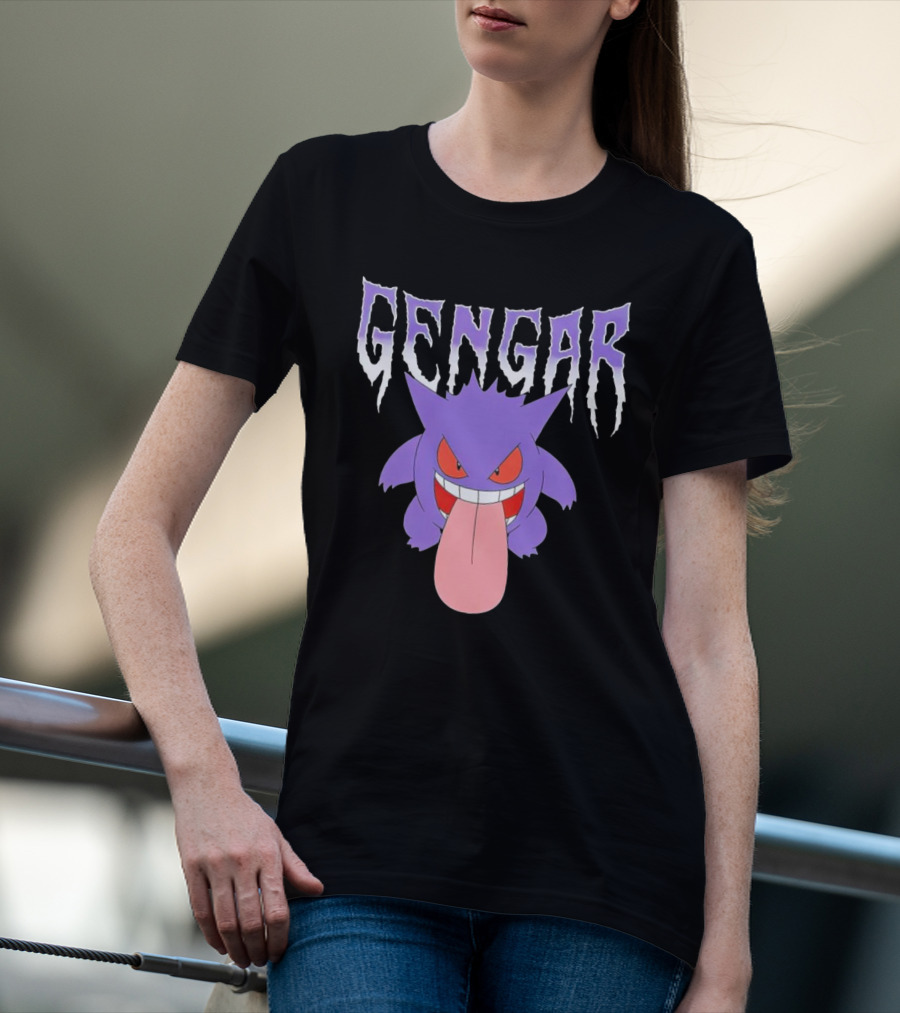 Pokemon Gengar Metal Typography Purple Monster T-Shirt