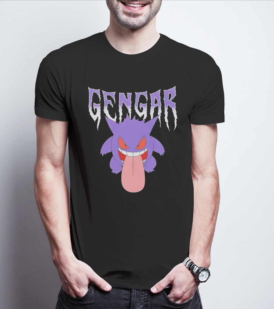 Pokemon Gengar Metal Typography Purple Monster T-Shirt
