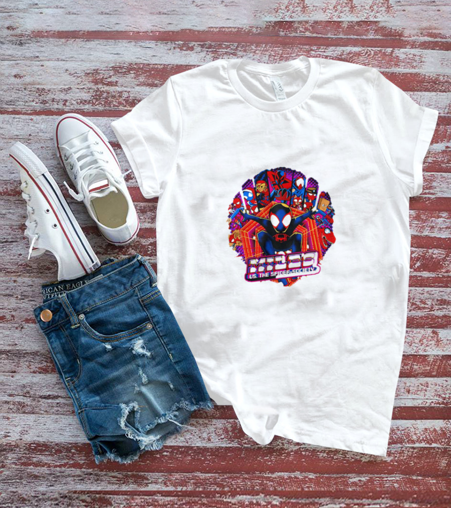 Miles Spider-Society Ensemble With Diverse Spider Characters T-Shirt