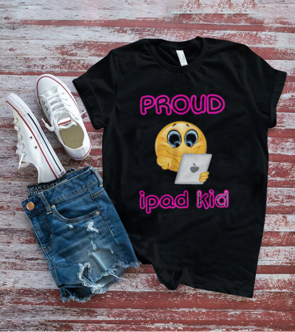 Proud Smile Emoji With IPad Kid T-Shirt