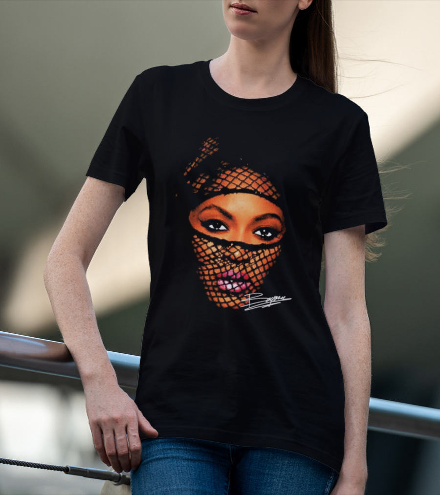 Beyonce Big Face Signature Vintage Mesh Look T-Shirt