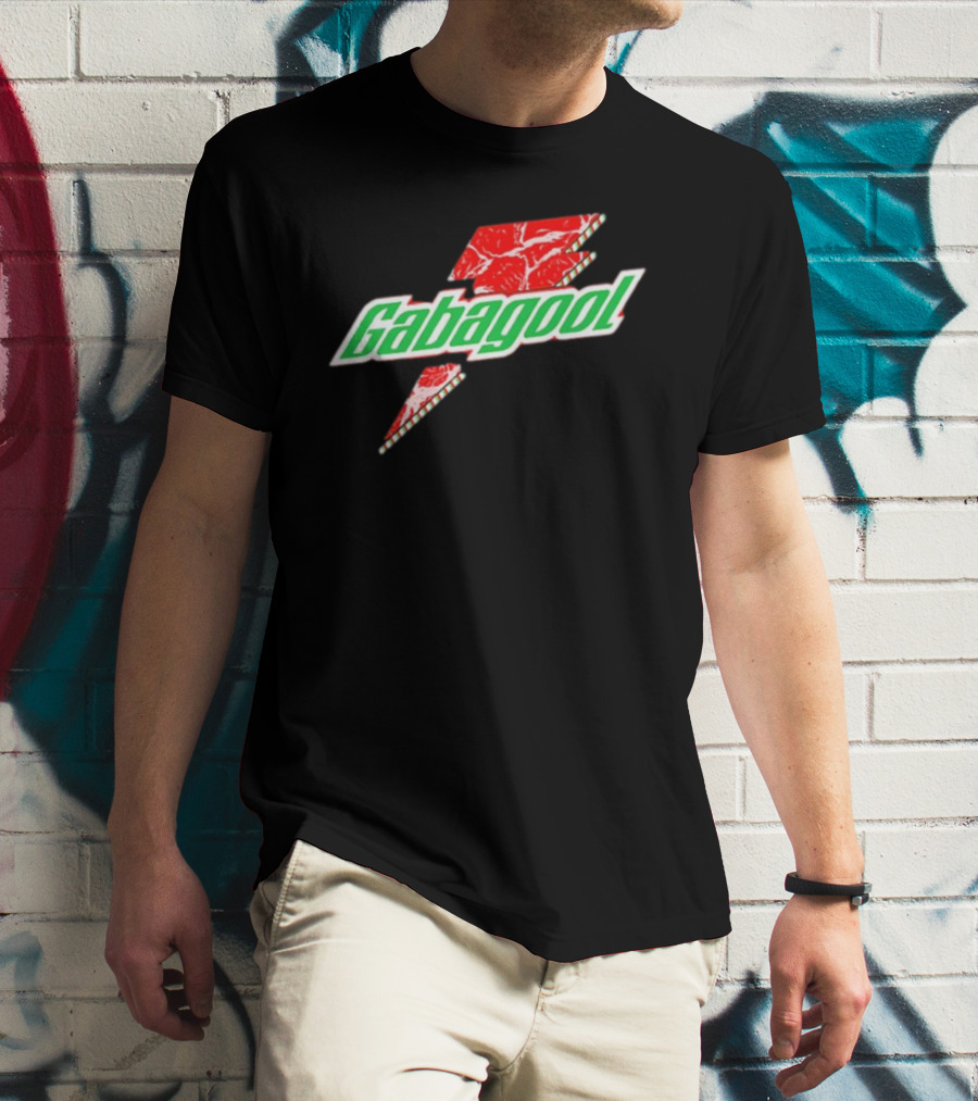 Gabagoolade Lightning Bolt Logo Meat Pattern Heavyweight T-Shirt