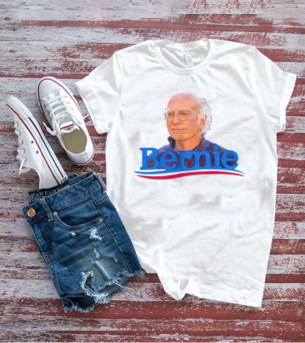 Bernie Larry David Parody With Blue Lettering And Red Stripe T-Shirt