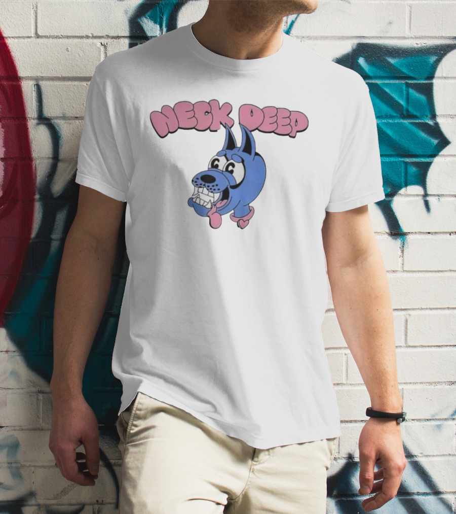 Neck Deep Cartoon Doggo With Drooling Tongue T-Shirt