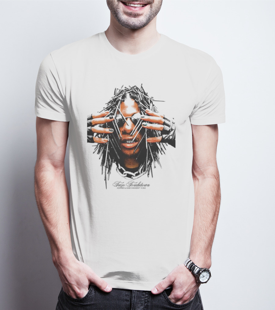 Teezo Touchdown Big Face Vintage Dark Sunglasses And Dreadlocks T-Shirt
