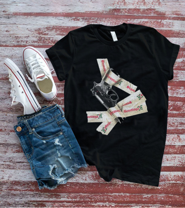 Yippie Ki Yay Seasons Greetings Gun Holiday Humorous Reference T-Shirt