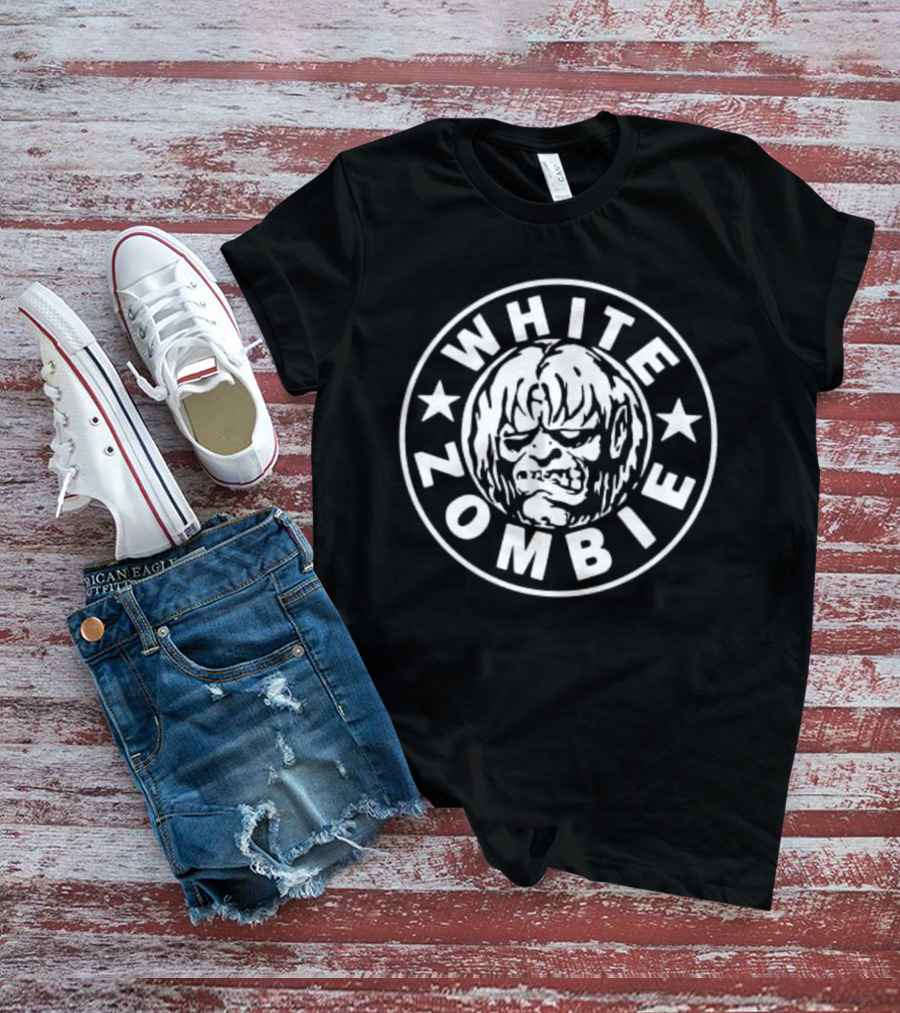 White Zombie Band Logo With Stars And Monster Face T-Shirt