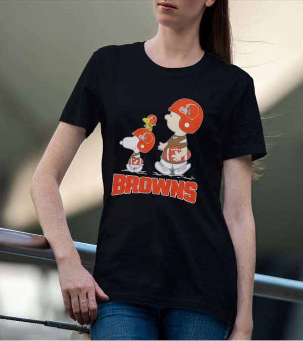 Snoopy Charlie Brown Woodstock Football Browns T-Shirt