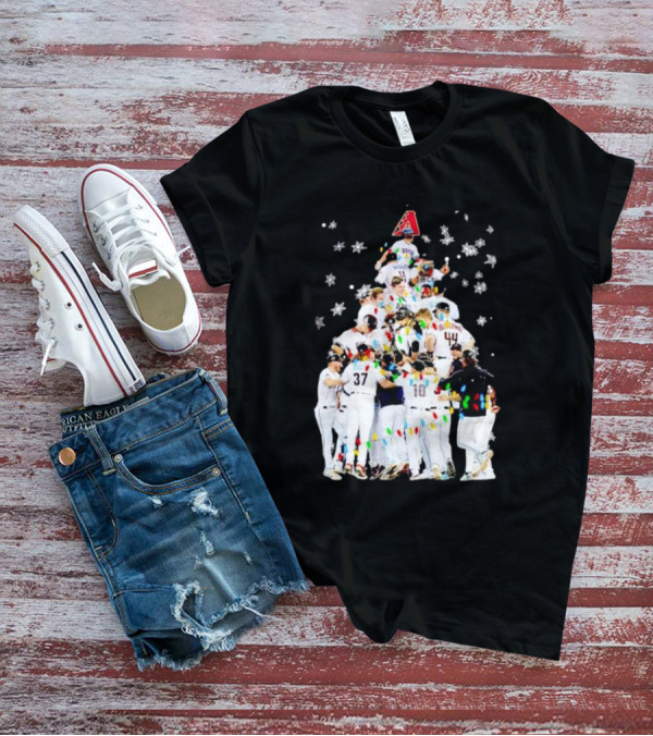 Arizona Diamondbacks Baseball Team Christmas Tree With Logo And Players T-Shirt