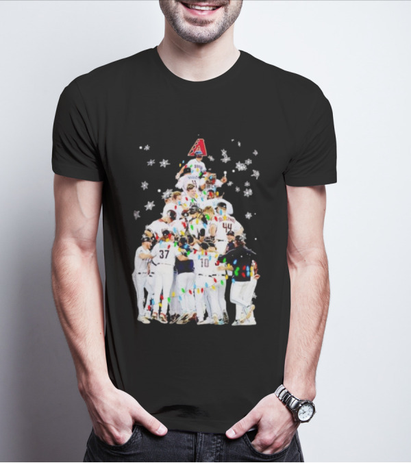 Arizona Diamondbacks Baseball Team Christmas Tree With Logo And Players T-Shirt
