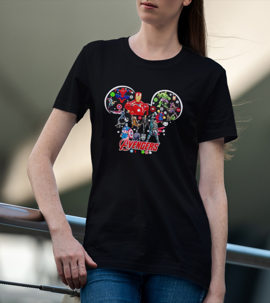 Avengers Marvel Characters In Mickey Mouse Head Shape T-Shirt