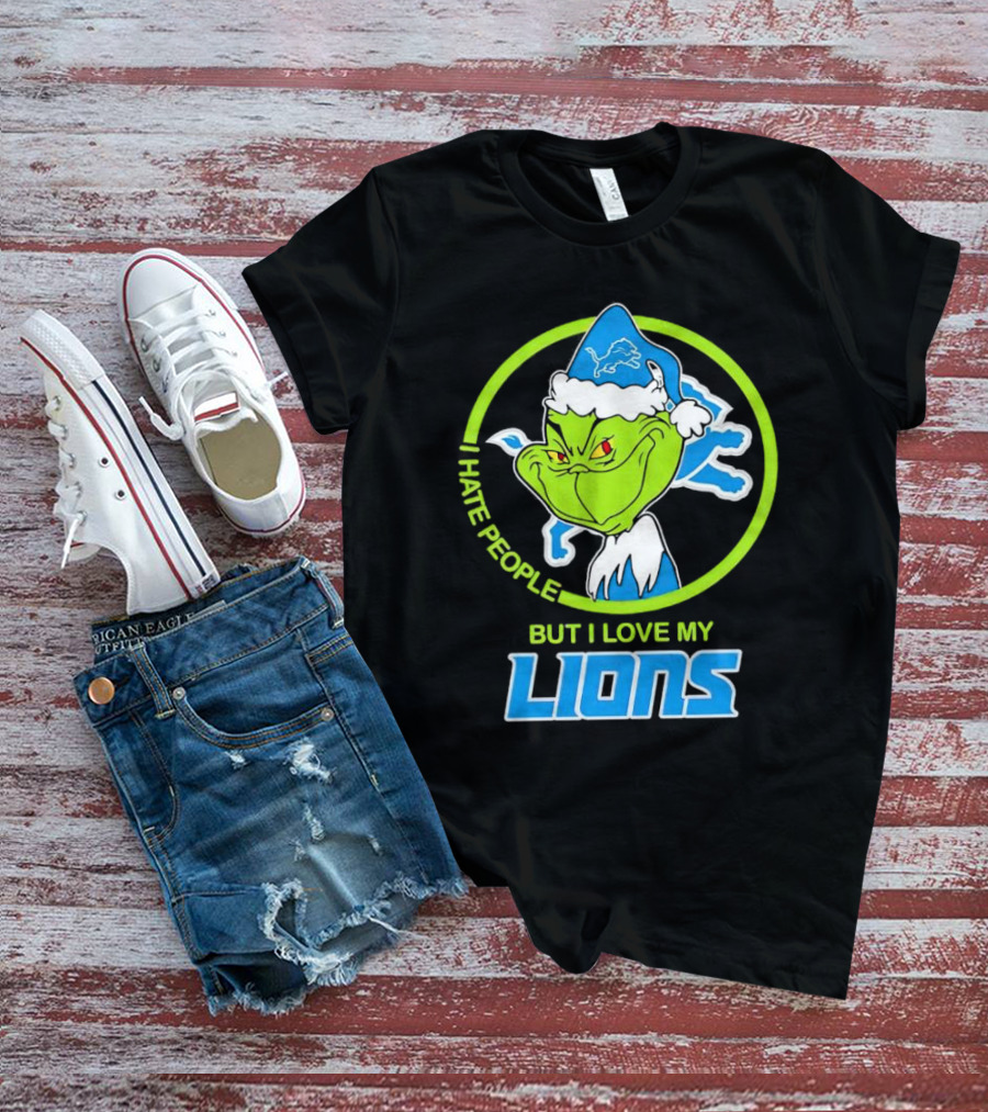 Grinch I Hate People But I Love My Detroit Lions T-Shirt