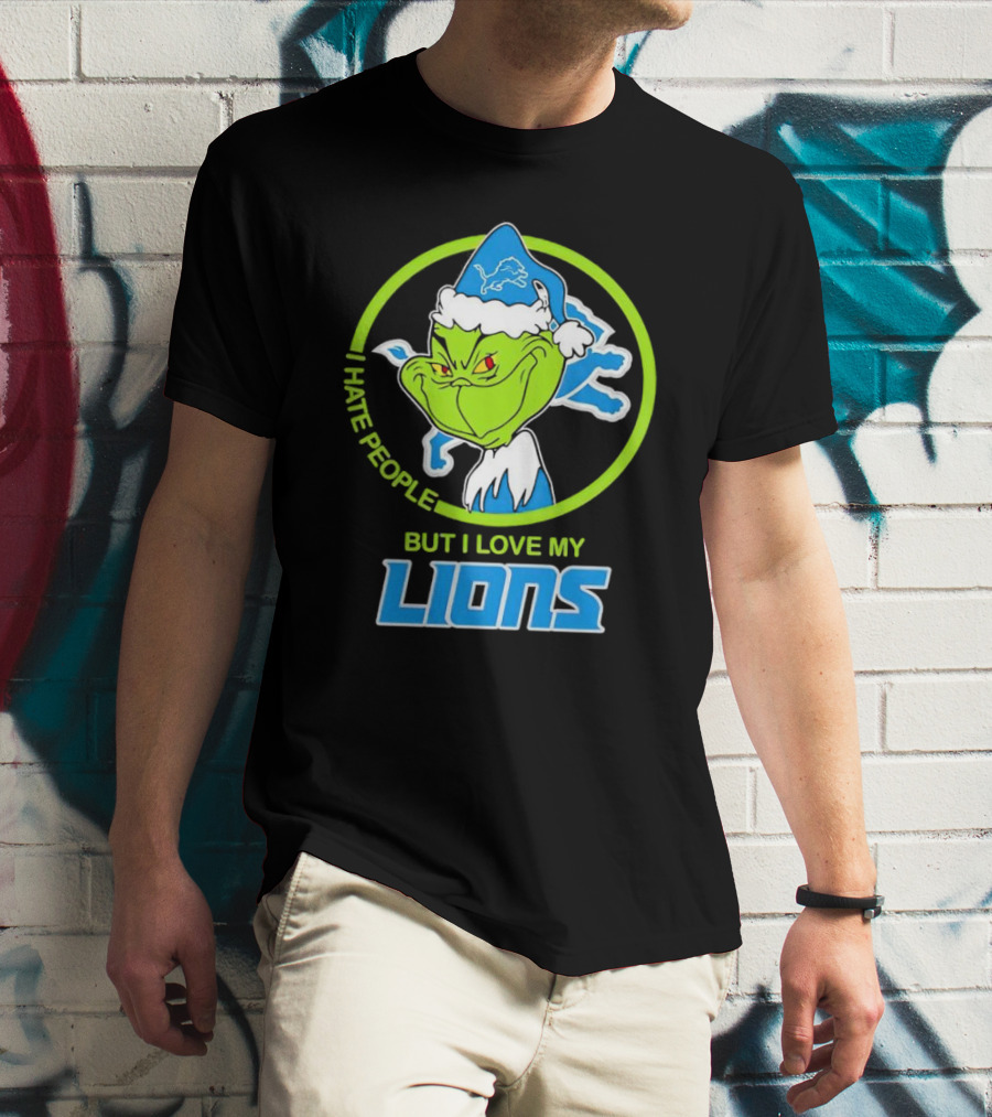 Grinch I Hate People But I Love My Detroit Lions T-Shirt