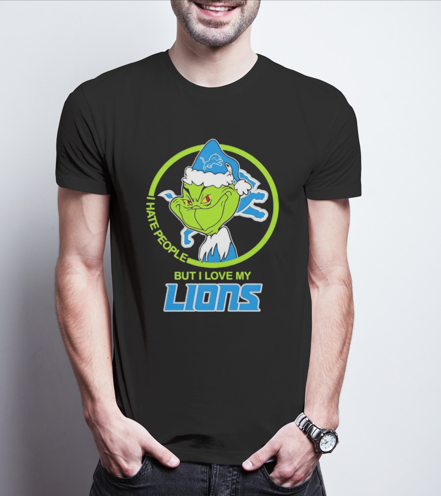 Grinch I Hate People But I Love My Detroit Lions T-Shirt