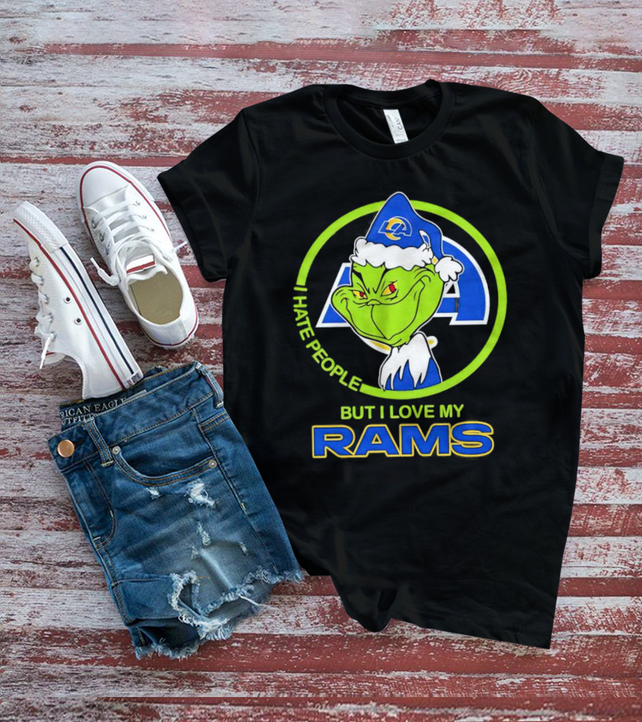 I Hate People But I Love My Los Angeles Rams Grinch T-Shirt