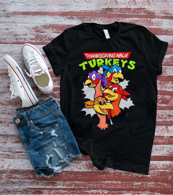 Thanksgiving Ninja Turkeys Cartoon T-Shirt