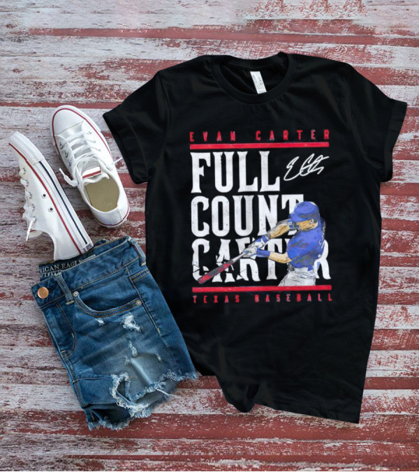 Evan Carter Full Count Carter Texas Baseball Signature T-Shirt