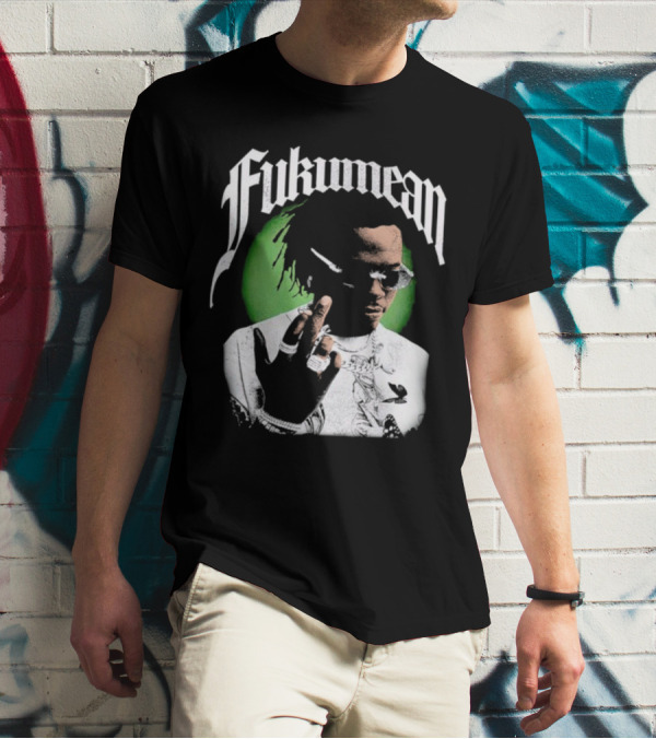 Fukumean 90s Vintage Hip Hop Style With Green Aura T-Shirt
