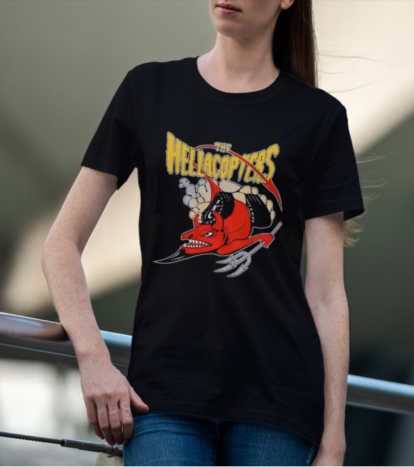 The Hellacopters Devil Stole The Beat Red Devil With Pitchfork And Wings T-Shirt