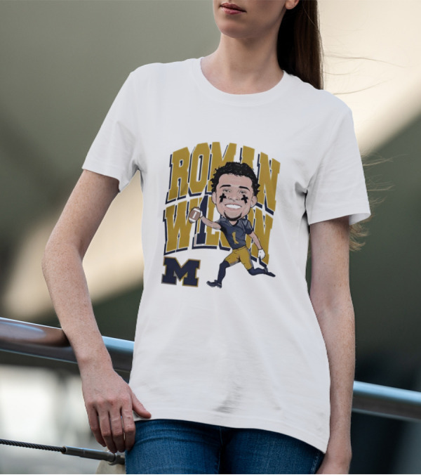 Roman Wilson University Of Michigan Football Caricature Roman Wilson M T-Shirt