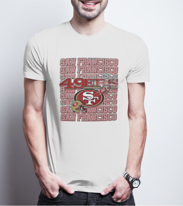 San Francisco 49ers Checkered Helmet T-Shirt