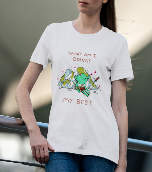 What Am I Doing My Best Cute Goblin Warrior Relaxing By Rocks T-Shirt