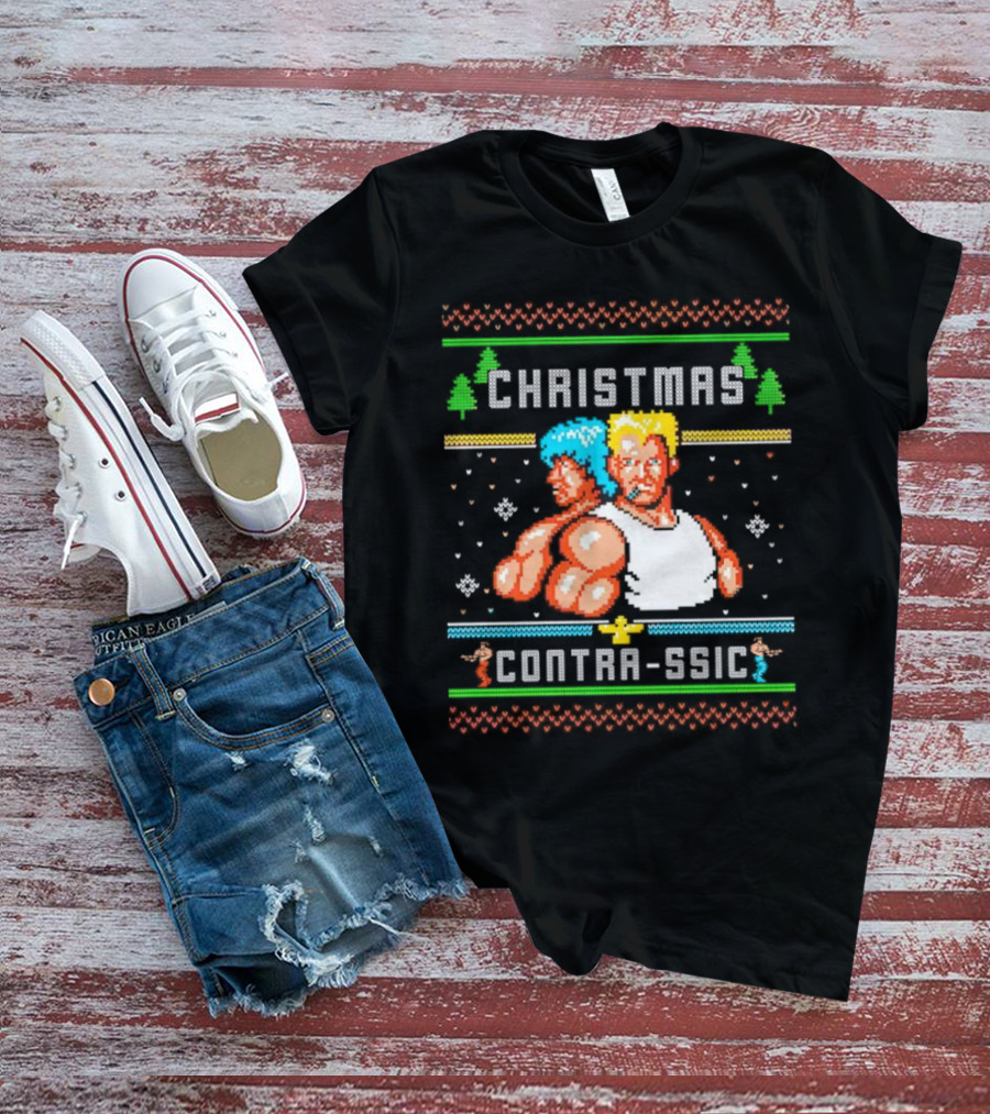 Christmas Contra-ssic Retro Gaming Mashup T-Shirt