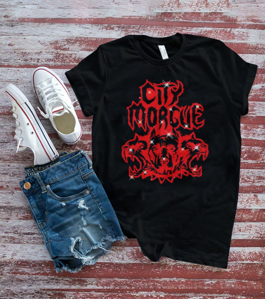 City Morgue Rhinestone Cerberus T-Shirt