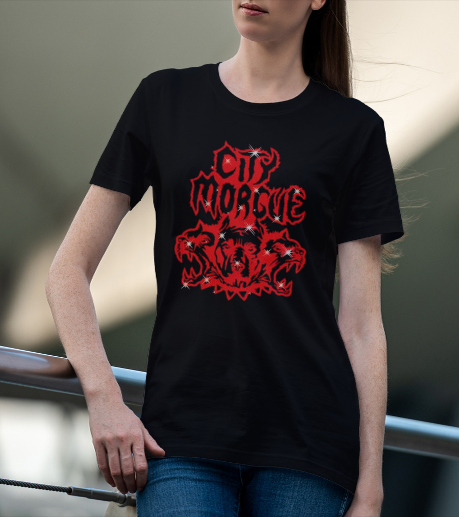 City Morgue Rhinestone Cerberus T-Shirt