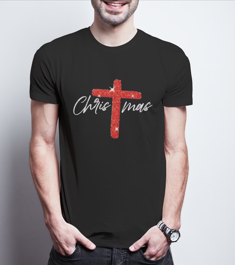 Christmas Crucifix Sparkle T-Shirt