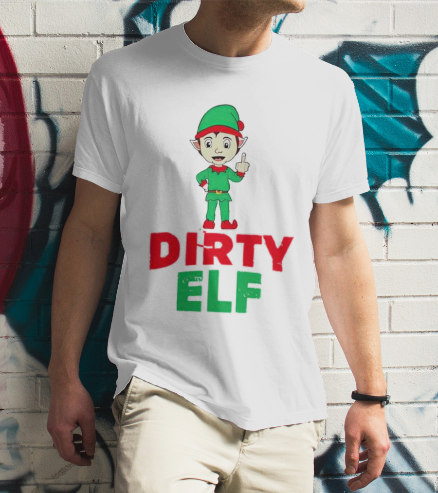 Dirty ELF Christmas Middle Finger T-Shirt