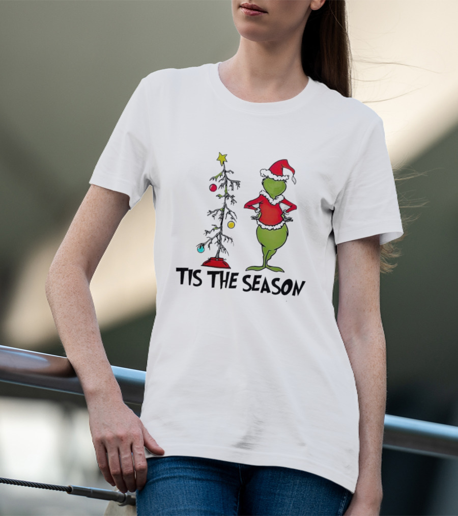 Grinch Tis The Season With Charlie Brown Christmas Tree T-Shirt