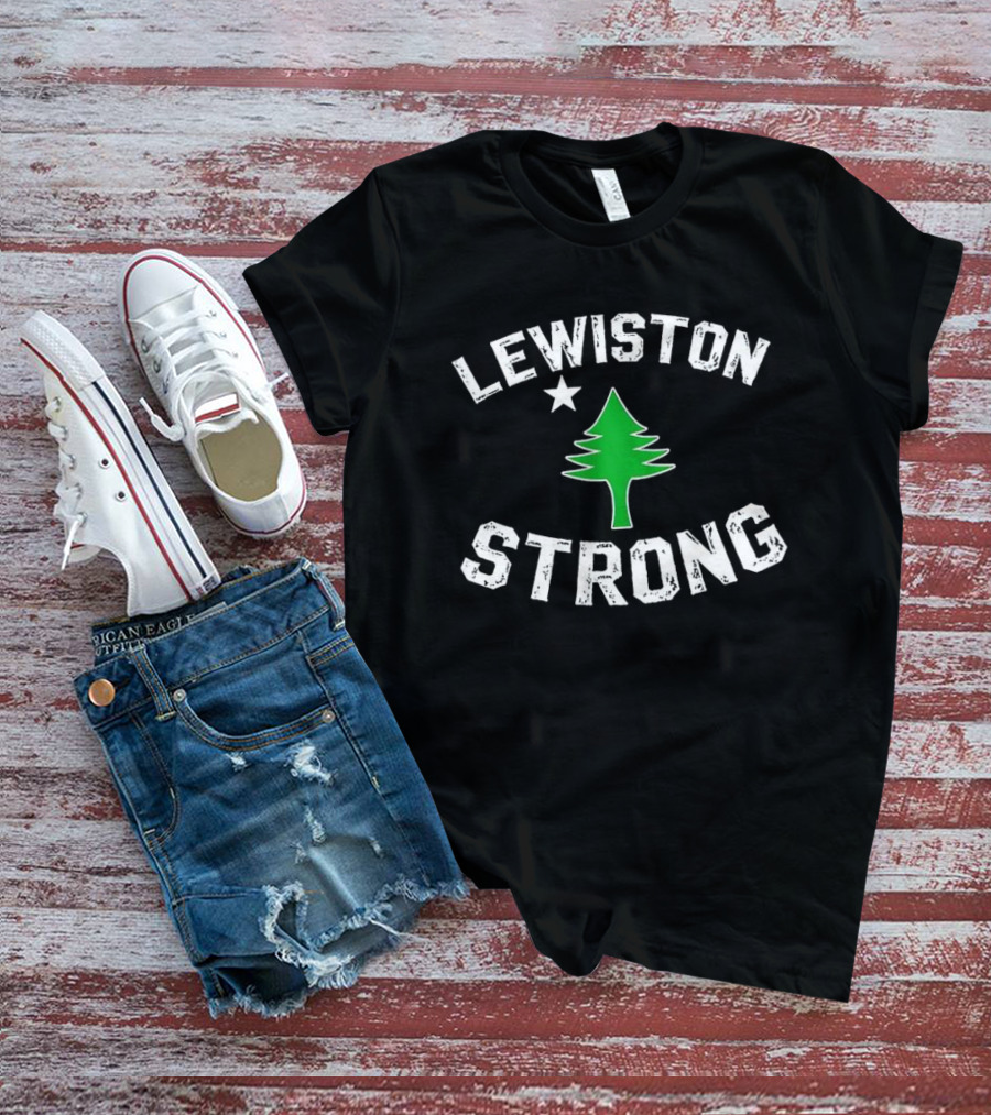 Lewiston Strong Pine Tree And Star Maine T-Shirt