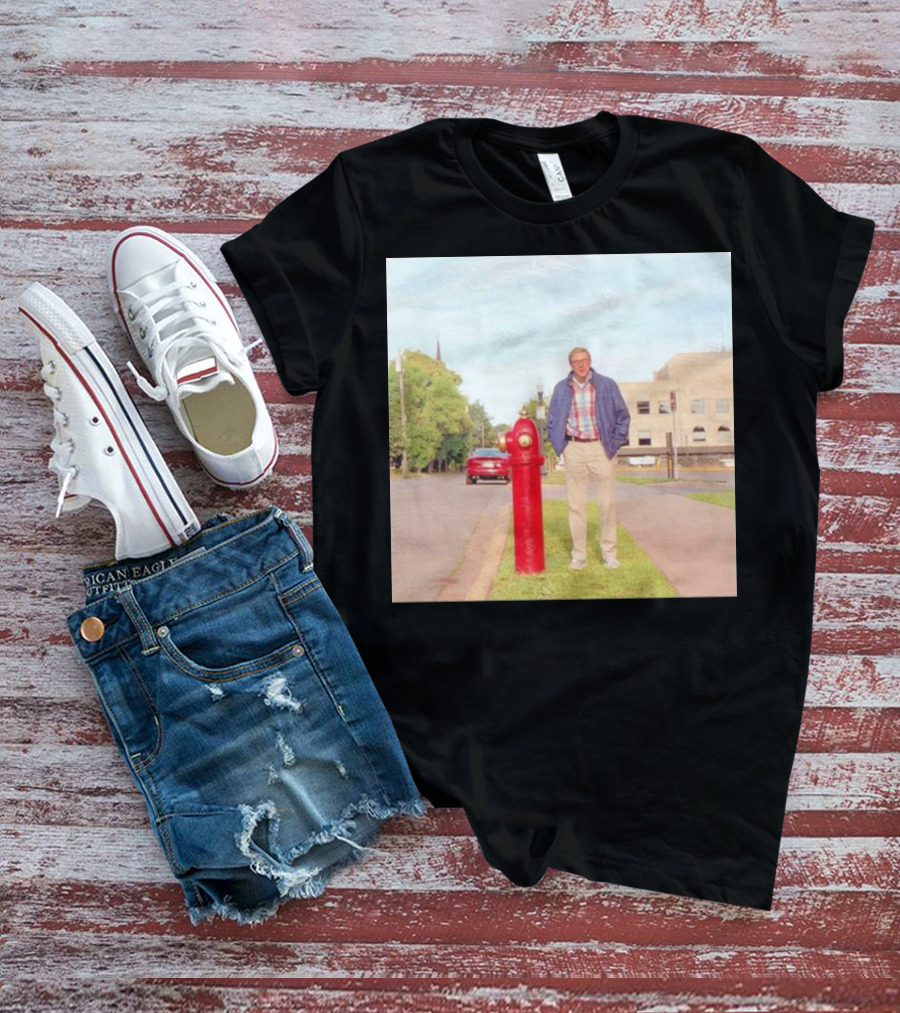 Joe Pera Next To Red Fire Hydrant On Street With Red Car In Background T-Shirt