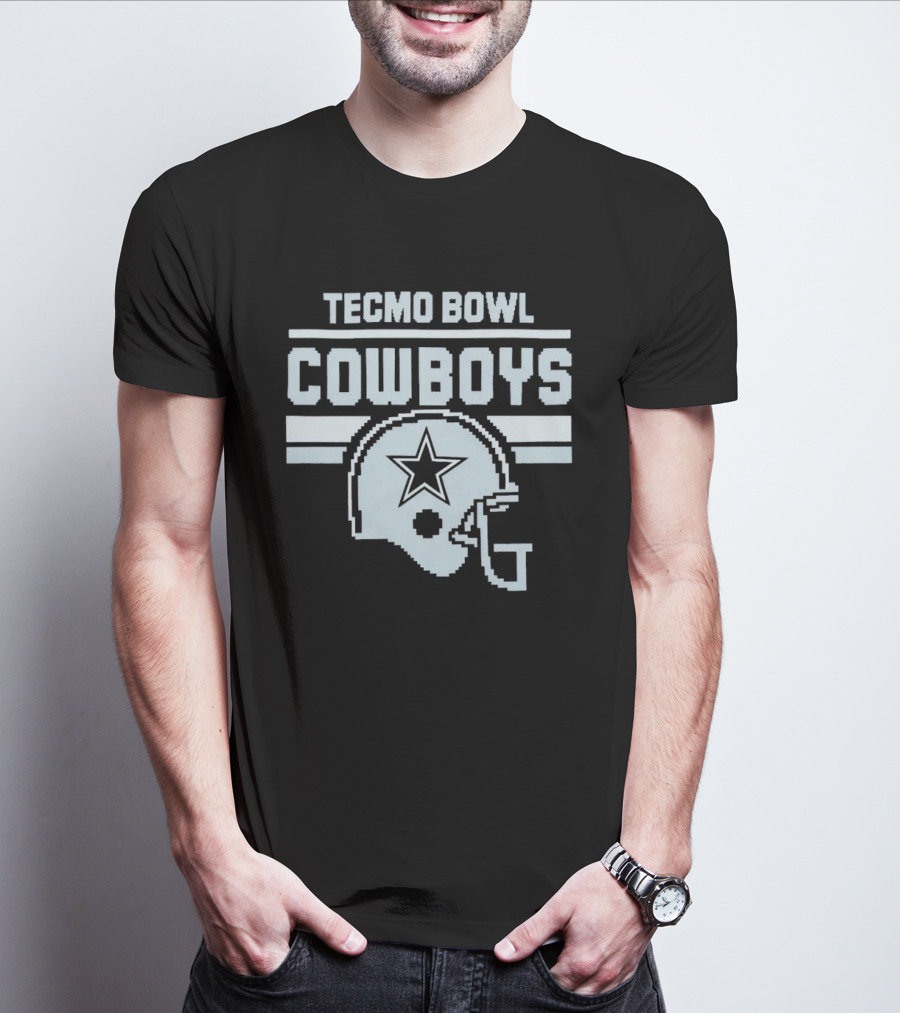 Tecmo Bowl Cowboys Helmet Vintage Pixel T-Shirt