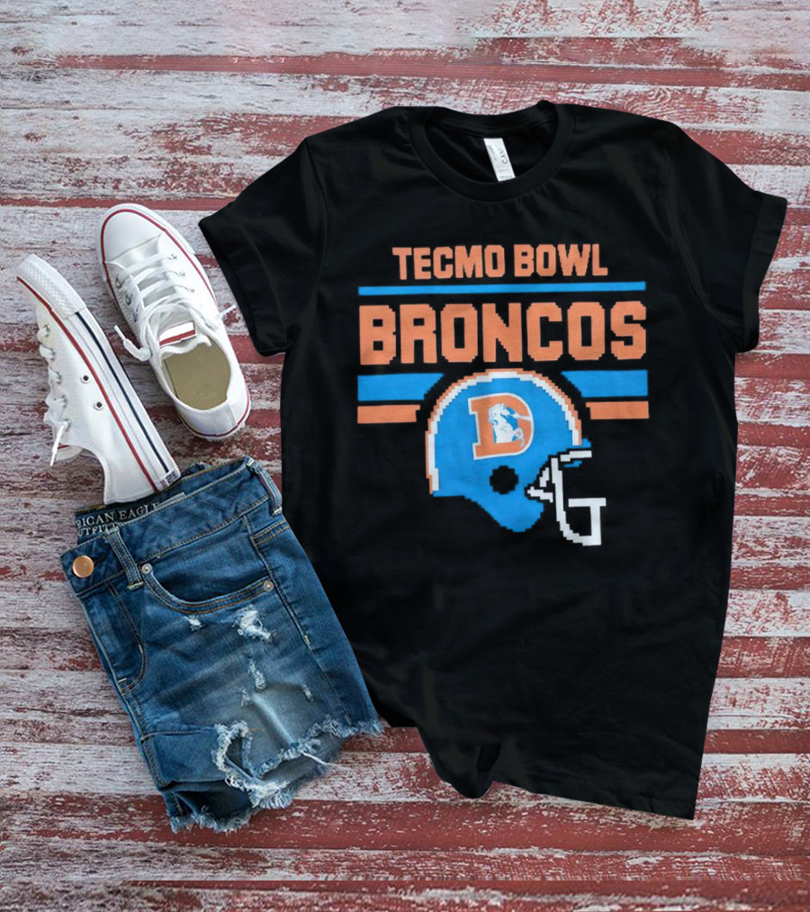 Tecmo Bowl Denver Broncos Retro Helmet Pixel T-Shirt