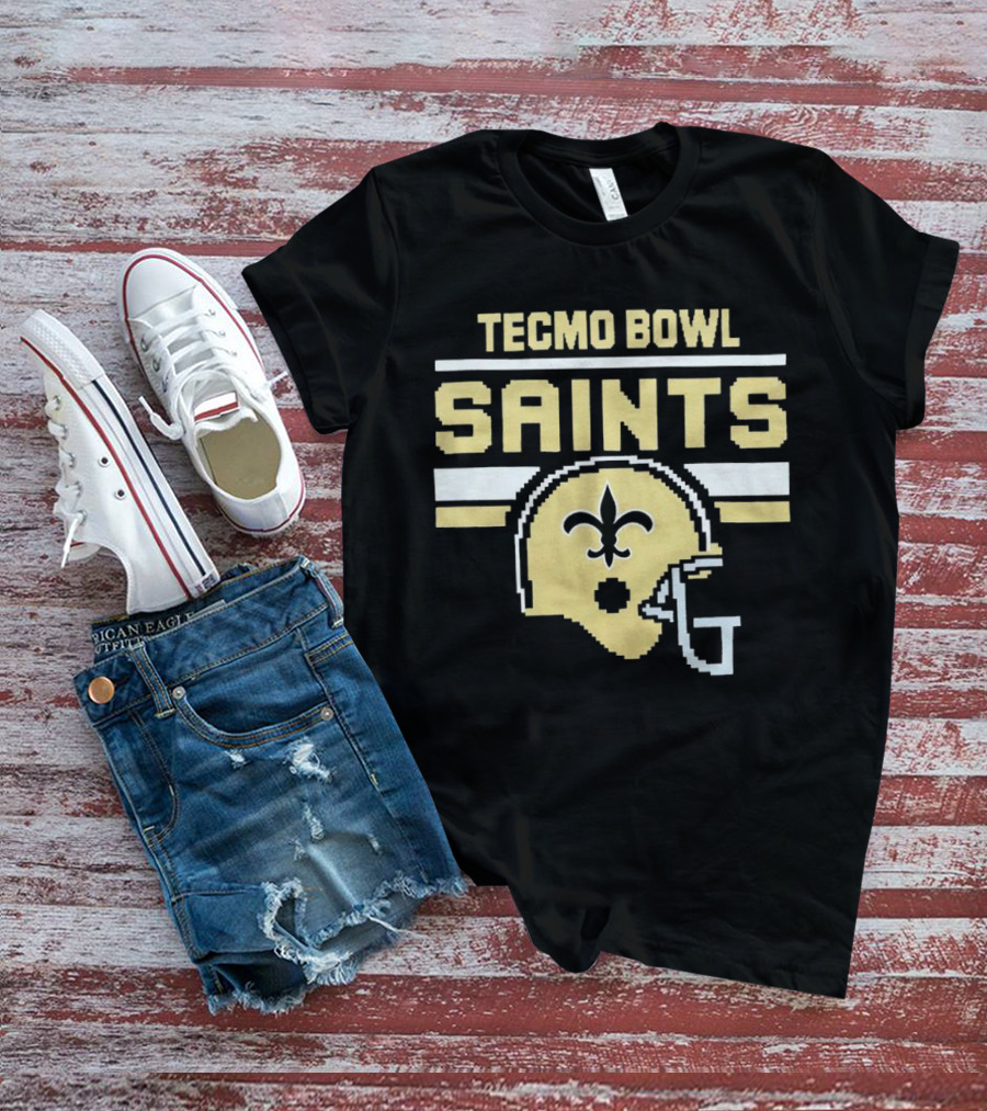 Tecmo Bowl Saints New Orleans Retro Football Helmet T-Shirt