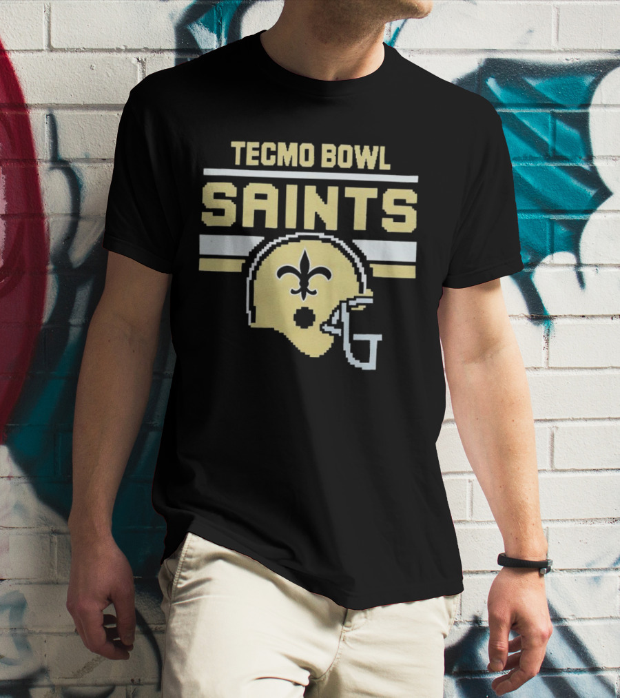 Tecmo Bowl Saints New Orleans Retro Football Helmet T-Shirt