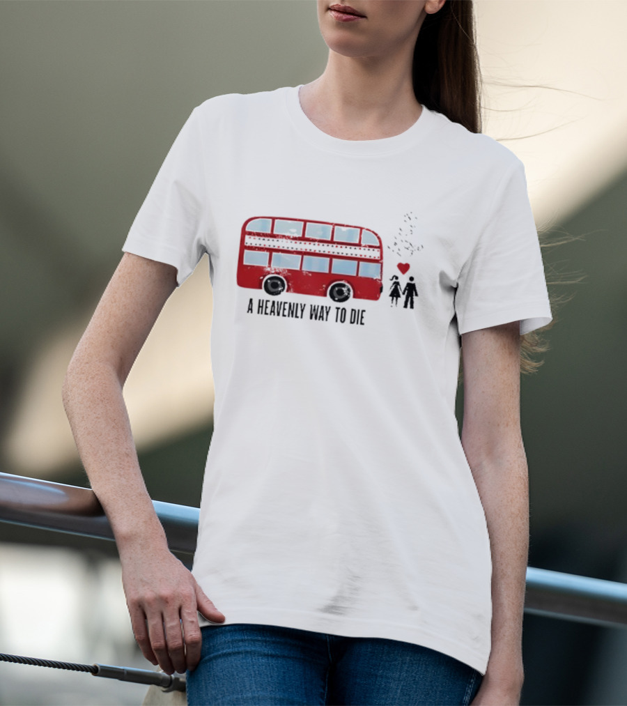 A Heavenly Way To Die Red Double-Decker Bus Couple And Heart T-Shirt