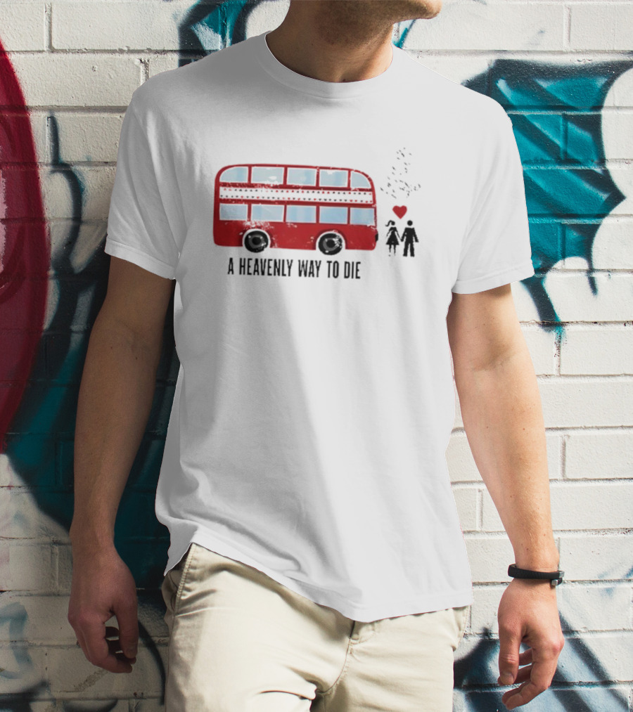 A Heavenly Way To Die Red Double-Decker Bus Couple And Heart T-Shirt