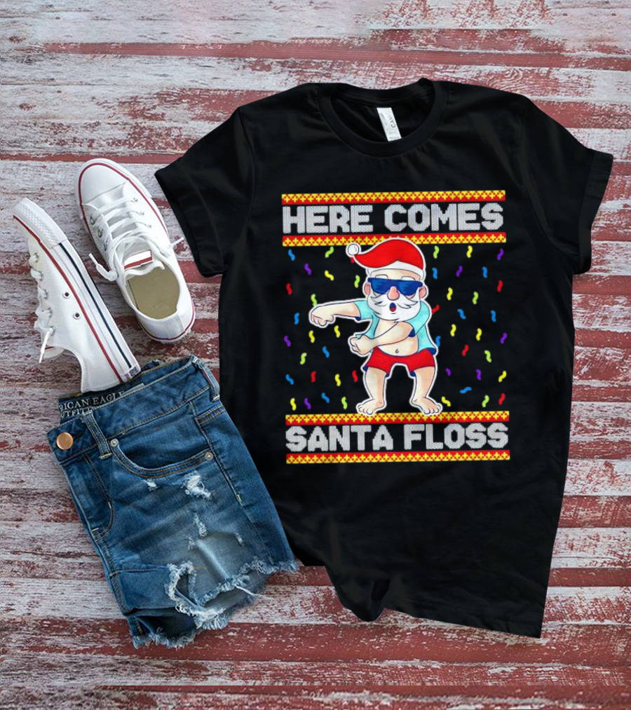 Here Comes Santa Floss Christmas Dance Party T-Shirt