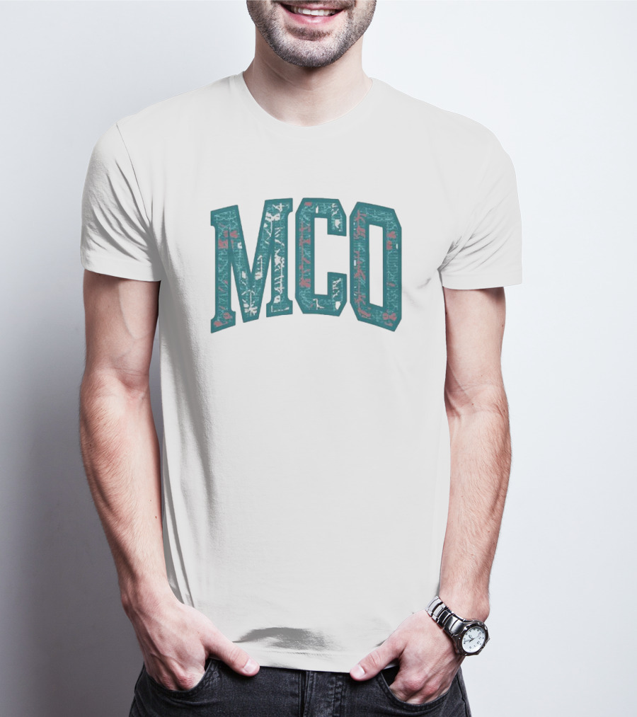 MCO Magic Carpet Oasis Vintage Teal Textured Letters T-Shirt