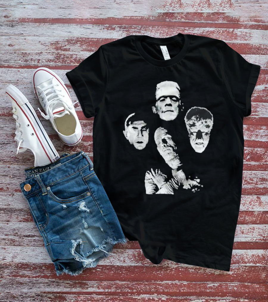 Rock Rebel Monster Dracula Frankenstein Mummy Wolfman Horror Band T-Shirt