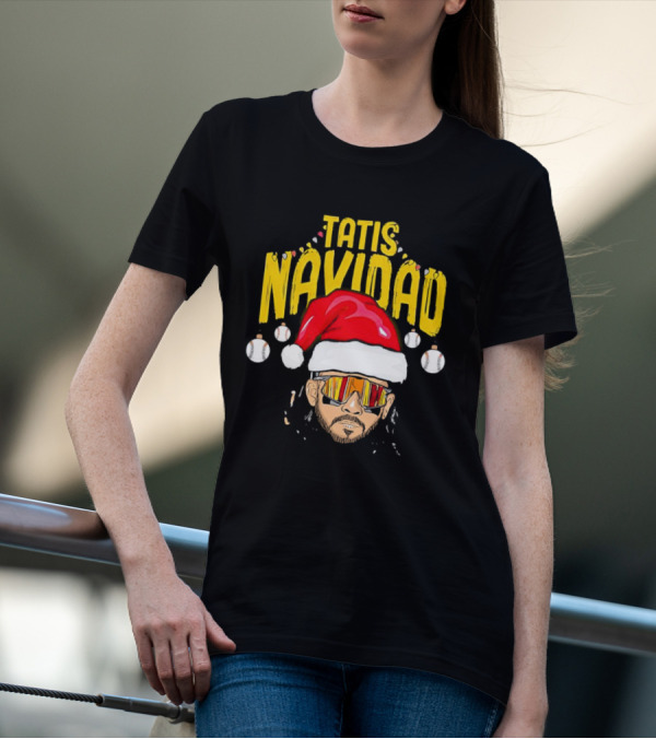 Tatis Navidad Santa Hat Baseball Sunglasses T-Shirt