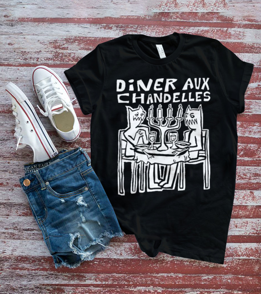 DINER AUX CHANDELLES DINNER MONSTERS CANDLELIGHT WOODCUT T-Shirt