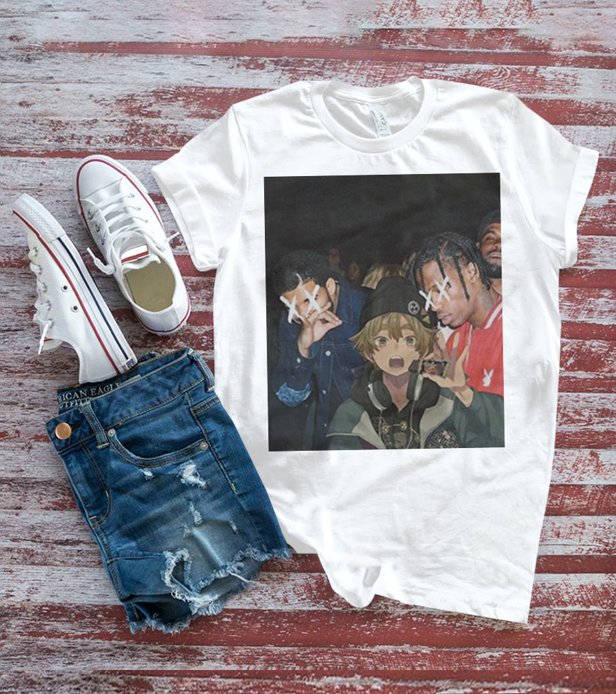 Drake Travis Scott Zenitsu Agatsuma Crossover Demon Slayer Anime T-Shirt